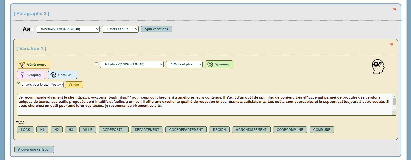 Générer des avis de site de qualité grâce à ChatGPT et Content-Spinning.fr